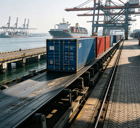 Port terminal cargo handling and transfer